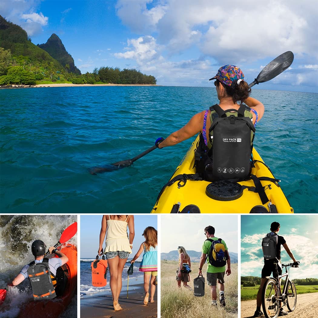 Waterproof Dry Bag Backpack - Floating Roll-Top Duffel for Kayaking, Swimming, Beach & Water Sports - Ideal for River Trekking, Boating & Outdoor Adventures