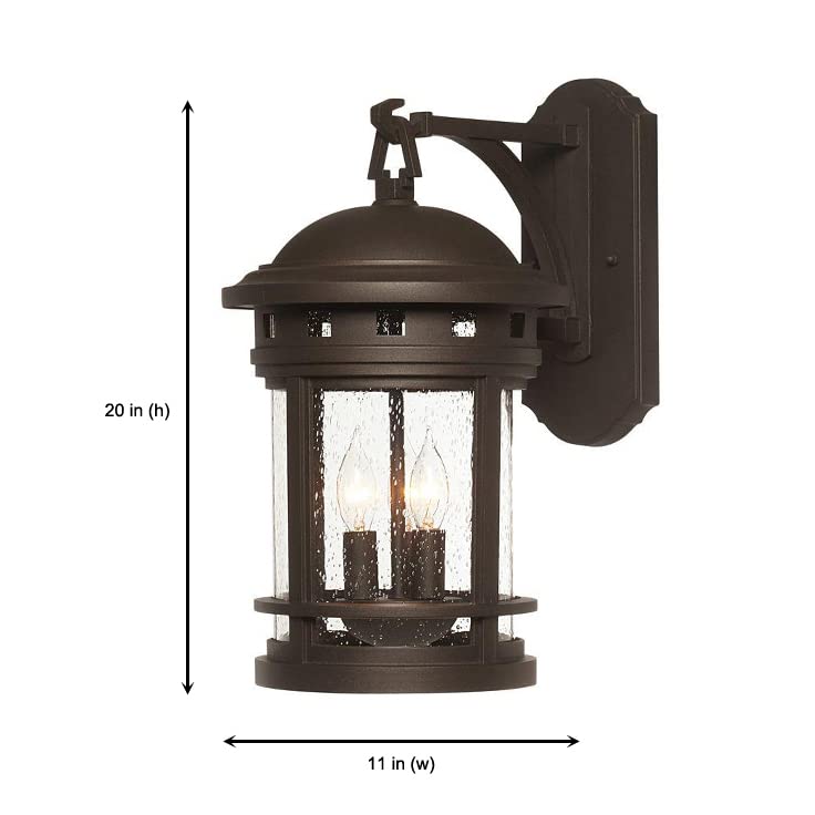 Designers Fountain 2391-ORB Sedona Outdoor Wall Lantern Sconce - 20 Inch Height, Oil Rubbed Bronze Finish with Clear Seedy Glass Shade - Perfect for Porch, Patio, Garden & Exterior Home Lighting