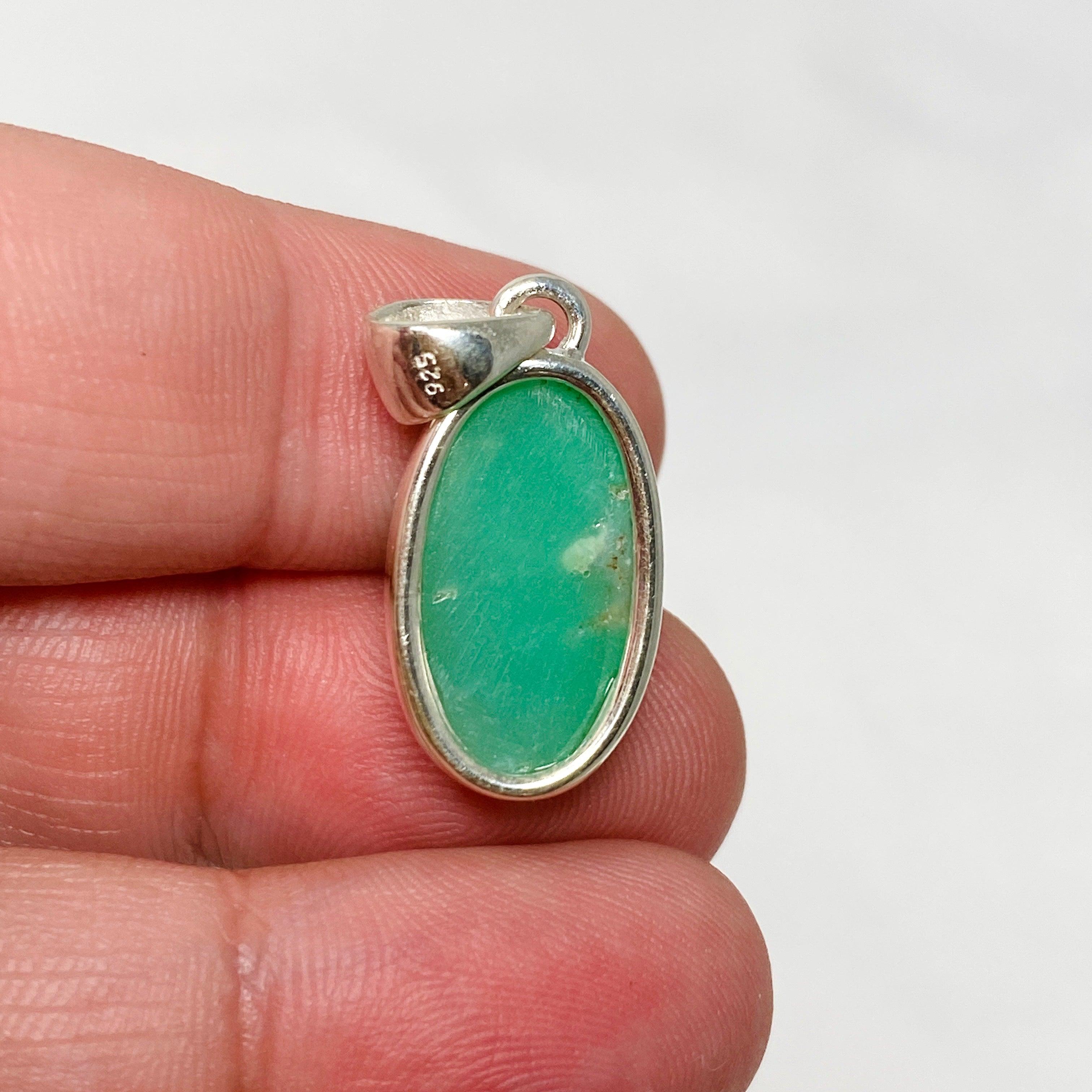 Natural Chrysoprase Oval Pendant Necklace - 925 Sterling Silver Jewelry KPGJ4455 | Elegant Gift for Women, Birthday, Anniversary & Special Occasions