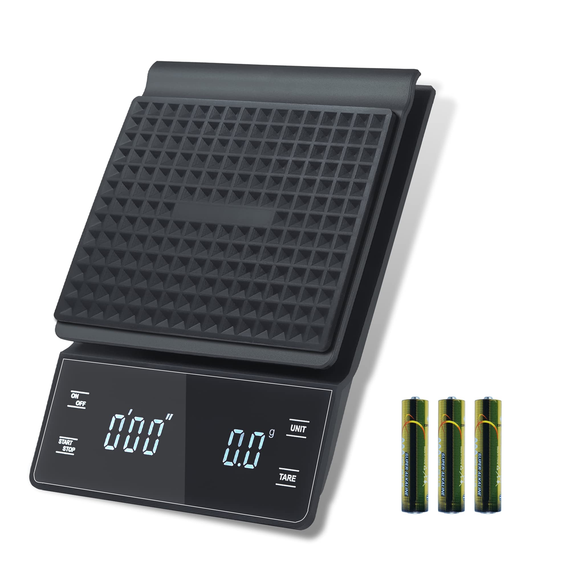 Bemece Digital Coffee Scale with Timer - 3kg/0.1g High Precision Kitchen Scale for Espresso, Pour Over & Drip Coffee - Backlit LCD Display, Includes Batteries - Perfect for Home Baristas & Coffee Shops