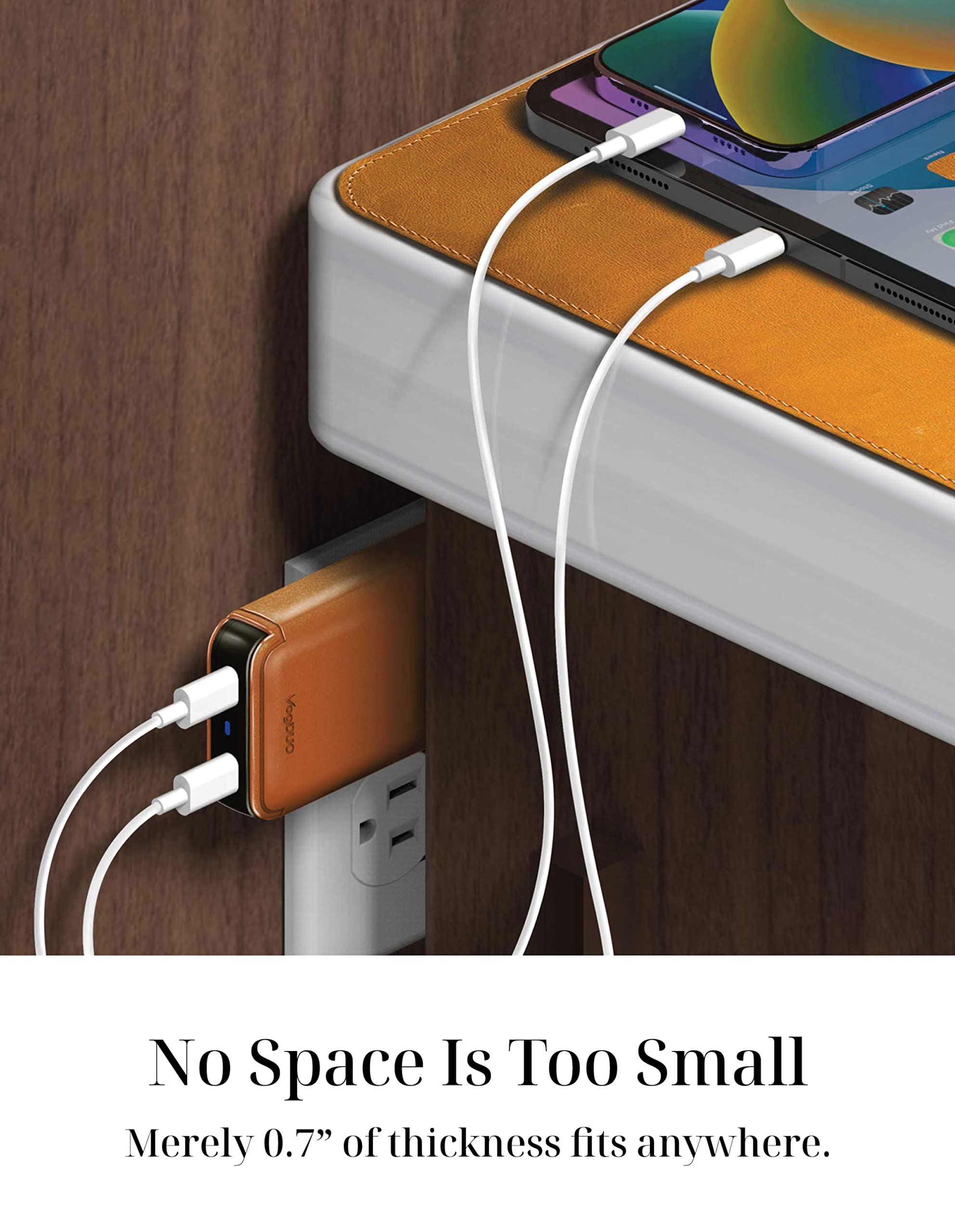 65W GaN PD Fast Charger - Ultra-Thin 2-Port USB C Wall Charger with Foldable Plug & Included USB-C Cable - Compatible with iPhone 15, Pixel 6 Pro, Fire 8HD Plus, Bose 35II, Apple Watch (Black) - Perfect for Travel, Office & Home Charging