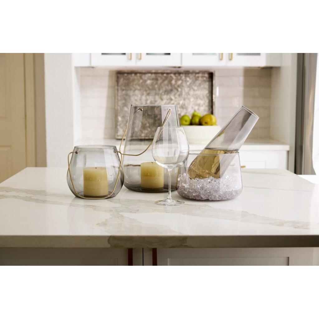 Cyan Design 11766 Water Drop Carafe & Bowl Set - Smoked Glass Pitcher with Matching Bowl for Elegant Water Serving, Entertaining & Home Decor