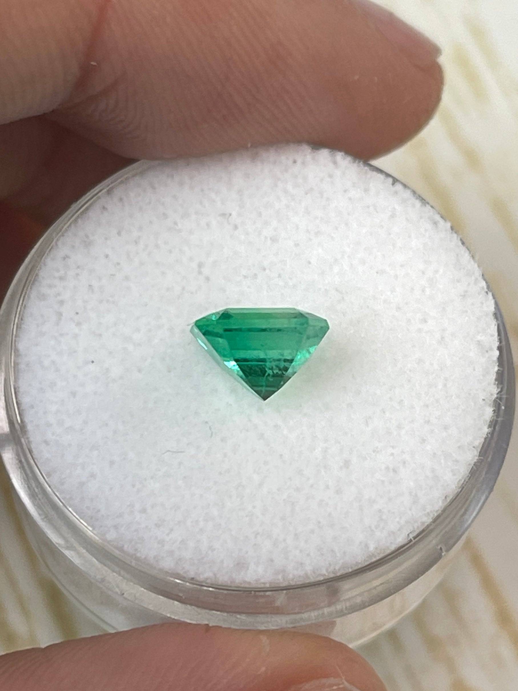 1.64 Carat Natural Colombian Emerald - 7.4x7.3mm Yellowish Green Asscher Cut Loose Gemstone for Jewelry Making, Engagement Rings & Fine Collections