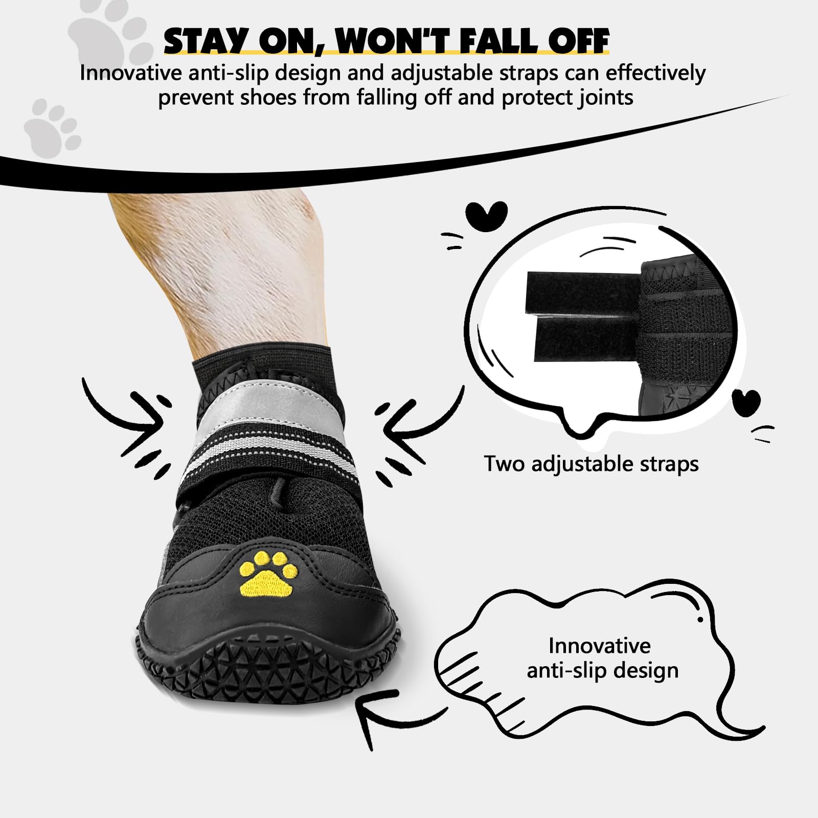 **Cupount Breathable Dog Boots for Hot Pavement - Small Dog Shoes for Hiking, Walking & Running - Paw Protectors for Outdoor Adventures (4 Pcs, Fits 10-19 lbs) - Perfect for Summer Walks & Rough Terrains**