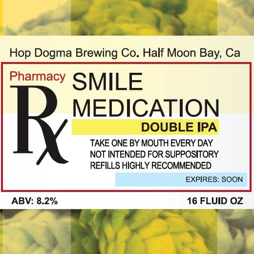 Hop Dogma Smile Medication IPA Beer, 16 Oz. Cans, 4-Pack - Refreshing Craft Beer for Parties, BBQs & Relaxation (In-Store Pickup Only)