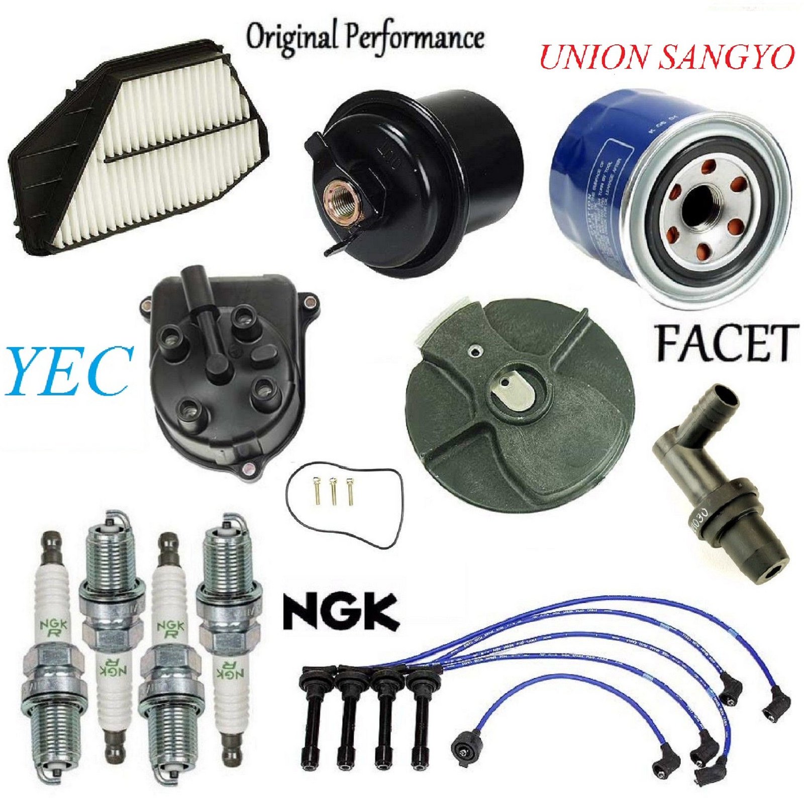 Honda Accord 2.2L 1994-1996 Tune Up Kit - Includes Air Filter, PCV Valve, Cap, Rotors, Wires & Spark Plugs | Complete Engine Maintenance for Smooth Performance & Fuel Efficiency