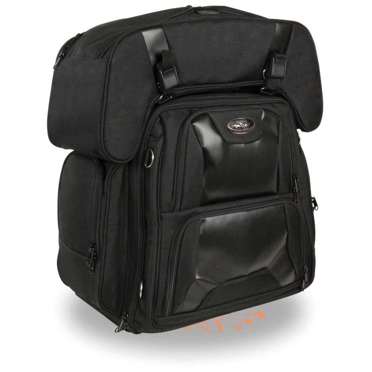 Milwaukee Leather MP8125 Large Black Textile 2-Piece Motorcycle Sissy Bar Bag Combo - Durable Storage for Cruiser & Touring Bikes - Perfect for Road Trips & Daily Commutes