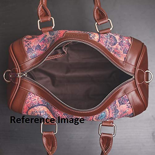 ZOUK Vegan Leather Women's Handbag - Printed Designer Purse with Double Handles & Detachable Crossbody Strap | Perfect for Work, Travel & Everyday Use