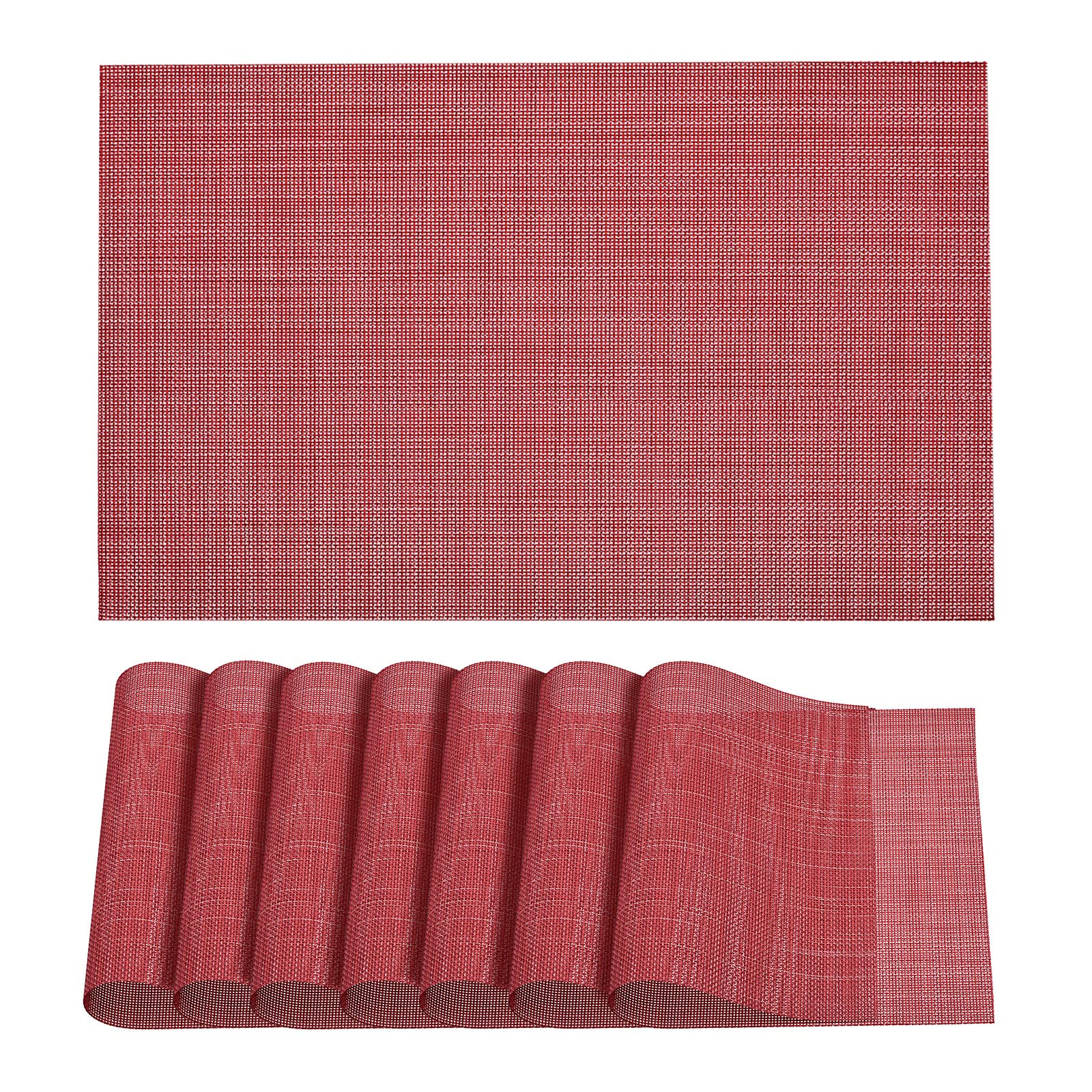 uxcell 8-Pack Red PVC Washable Woven Place Mats - 450x300mm Table Mats for Dining, Kitchen, Party & Home Decor | Durable & Easy to Clean