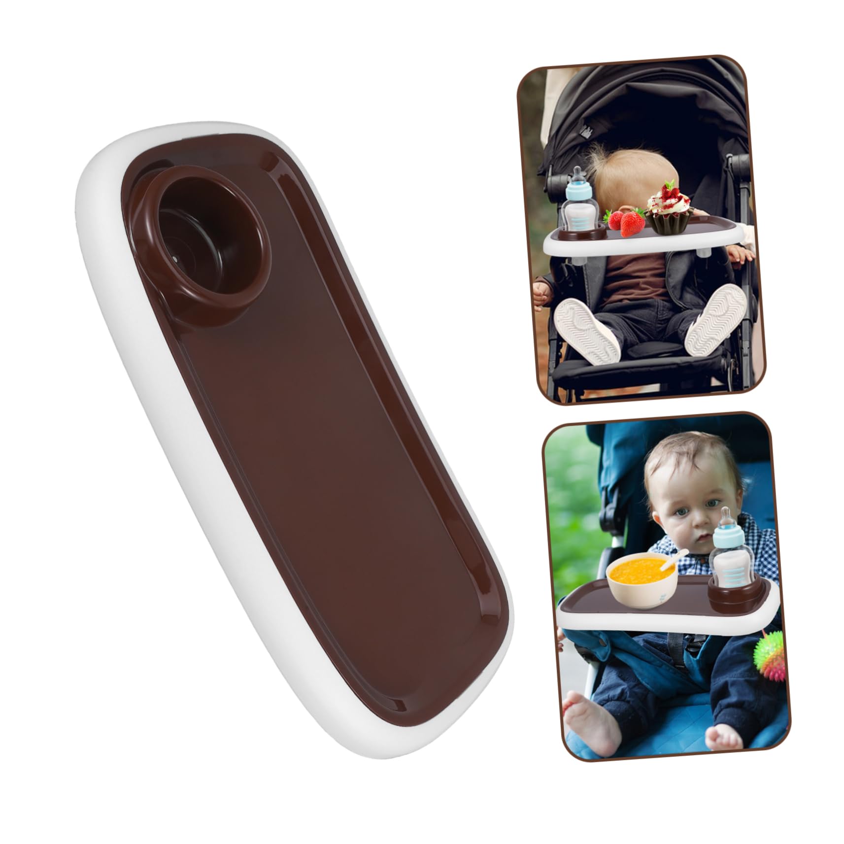 Vaguelly 3-Piece Stroller Food Tray Set - ABS Plastic Snack Tray for Baby Strollers & Coffee Cup Holder - Perfect for On-the-Go Snacking, Coffee Drinking & Stroller Organization