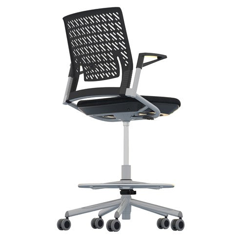 Safco Thesis Extended Height Vinyl Task Stool Chair KSX1SBBLK - Adjustable Office Stool for Home & Work, Perfect for Standing Desks, Kitchen Islands & Salon Stations