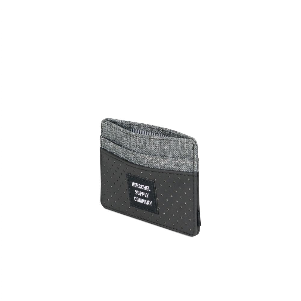 Herschel Aspect Collection Charlie Wallet - Slim RFID Blocking Bifold Wallet for Men & Women, Black/Raven Crosshatch - Perfect for Travel, Everyday Use & Minimalist Style