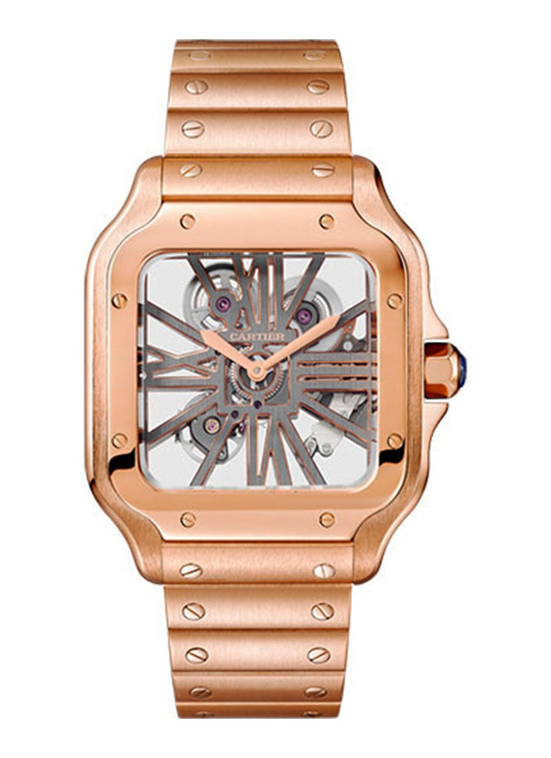 Cartier Santos 18K Rose Gold Men's Luxury Watch - Elegant Dress Watch for Business, Formal Events & Special Occasions