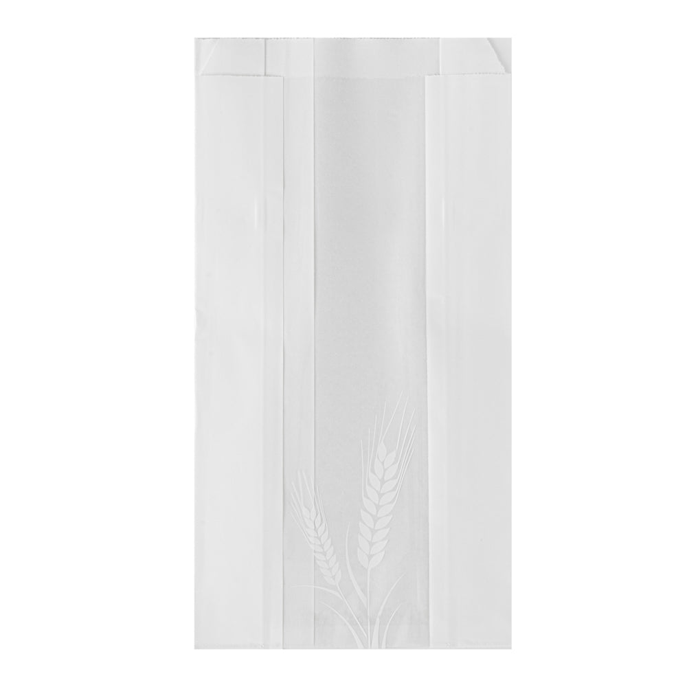 Premium White Micro-Perforated Bread Bags - Greaseproof, Wheat Pattern Design (5.75