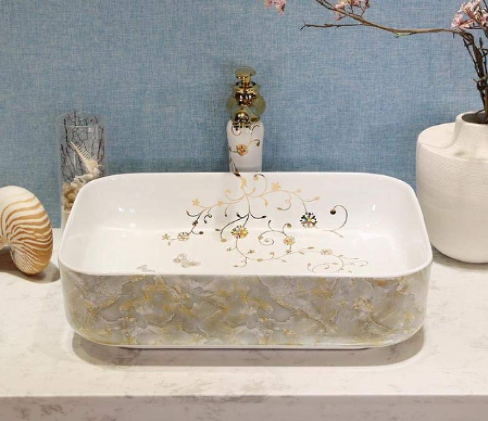 Premium Ceramic Vessel Sink - Round & Rectangular Bathroom Countertop Basin for Modern Homes | Durable Porcelain Wash Basin (Sink Only) | Perfect for Powder Rooms, Guest Baths & Spa-Style Vanities