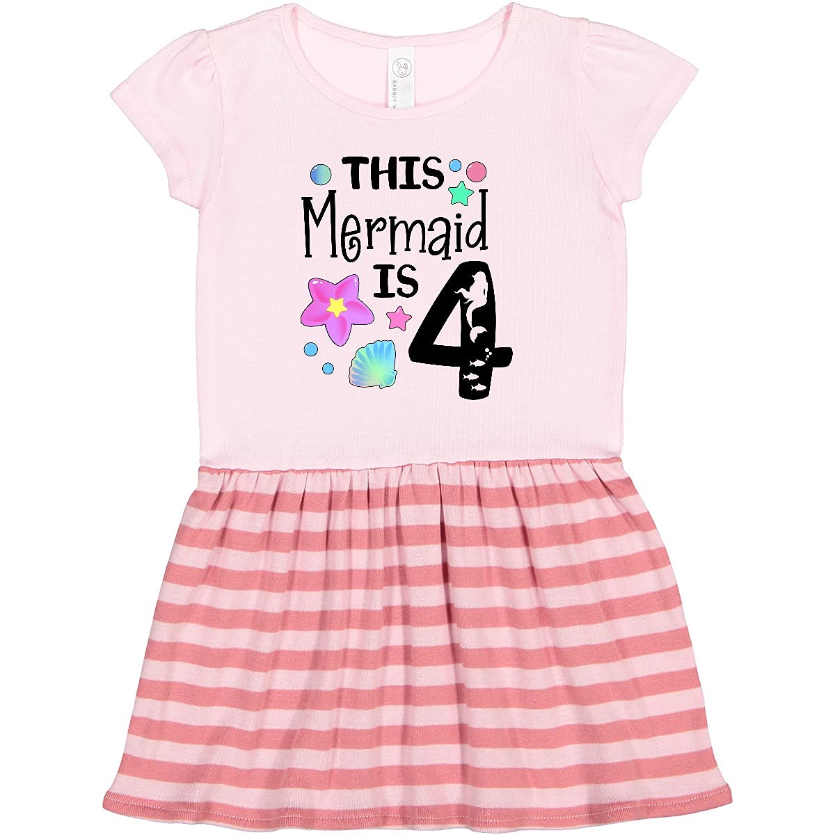 Inktastic Watercolor Mermaid Seashells Bubble Stars Toddler Dress - Perfect for Beach Outings, Birthday Parties & Summer Playdates