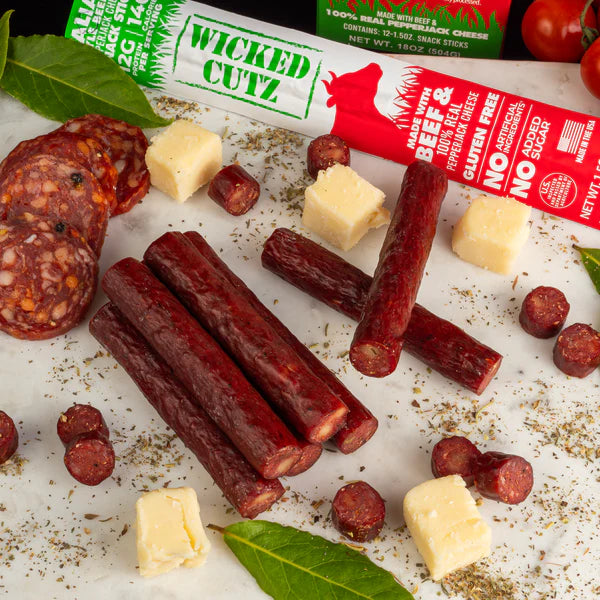 Premium Beef Sticks - Wicked Cutz | High Protein Snack for Hiking, Camping & On-the-Go | Gluten-Free & Keto-Friendly