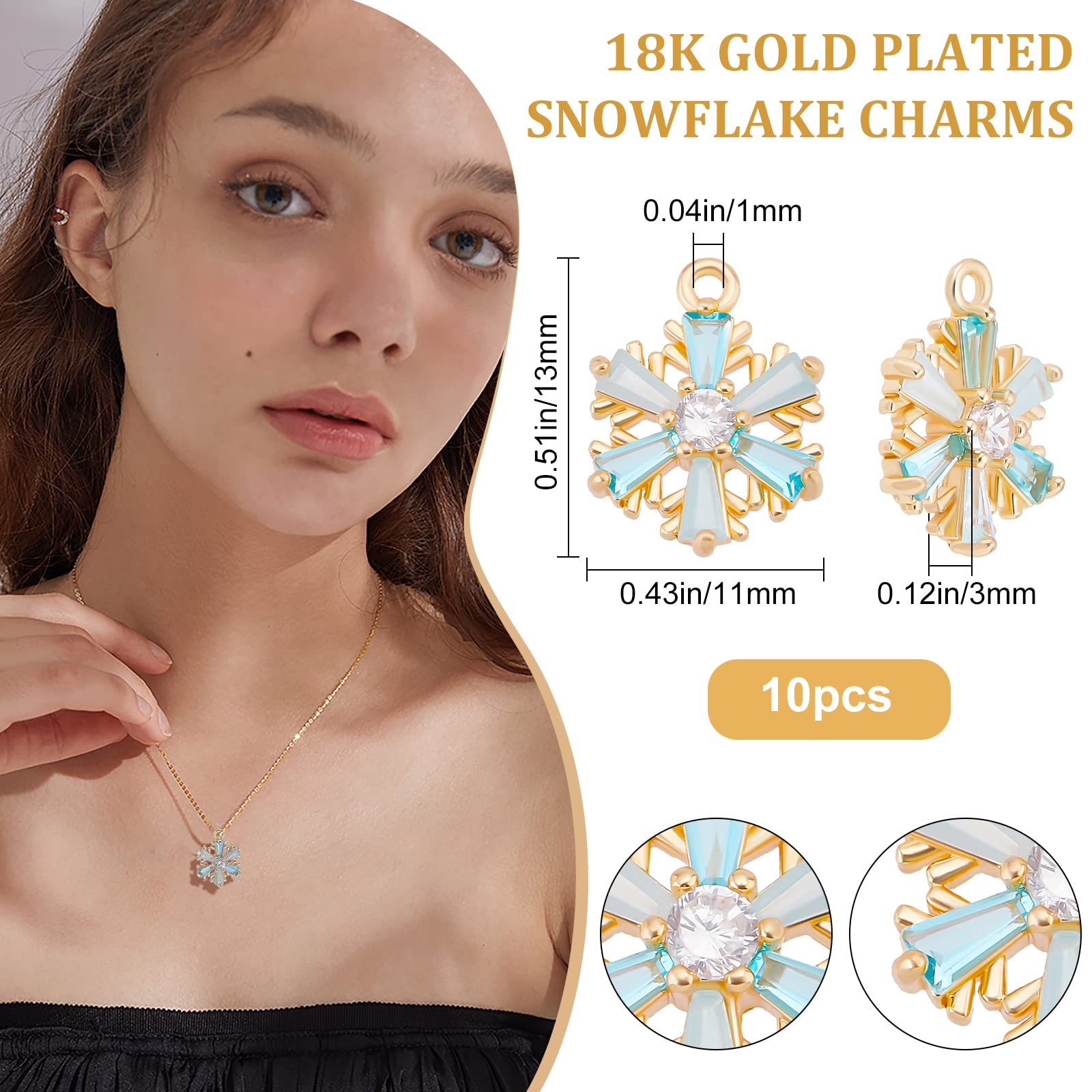 Beebeecraft Cubic Zirconia Charms - Premium Jewelry Making Supplies for DIY Bracelets, Necklaces & Earrings | Perfect for Crafting, Gifts & Special Occasions