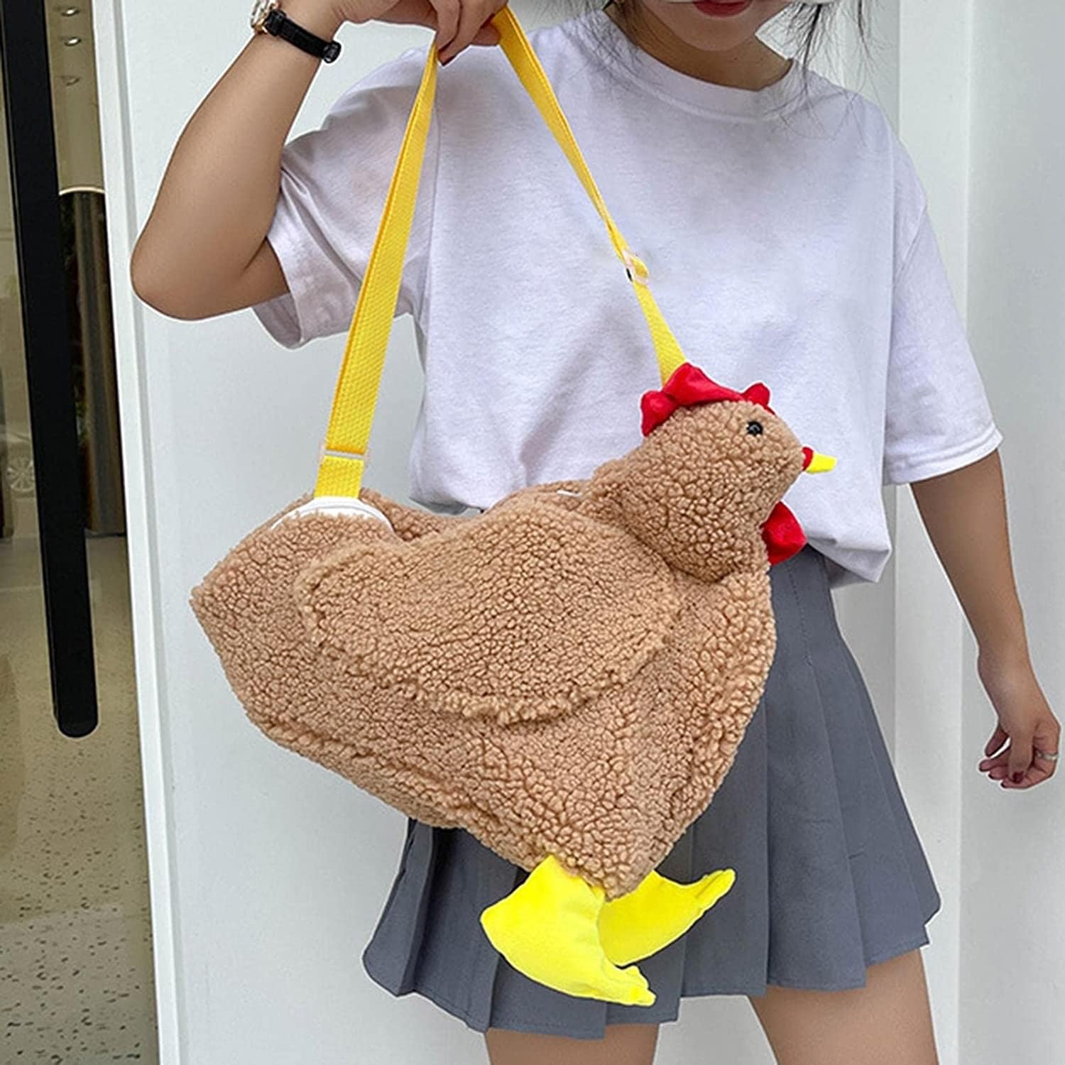 Cute Fluffy Chicken Purse - Plush Hen Shoulder Bag, Funny Animal Cartoon Crossbody Handbag for Women & Girls | Perfect for Cosplay, Costume Parties, and Everyday Fun Accessory