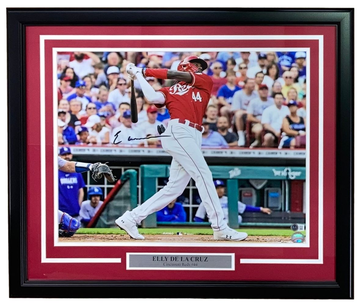 Elly De La Cruz Autographed Signed Framed 16x20 Photo - Cincinnati Reds Baseball Memorabilia - Perfect for Sports Fans, Collectors & Home Decor