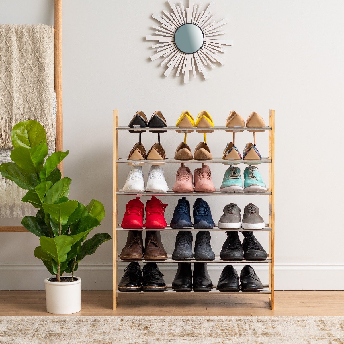 3-Tier Extendable Shoe Rack - Space Saving Closet Organizer for Entryway, Bedroom & Mudroom Storage