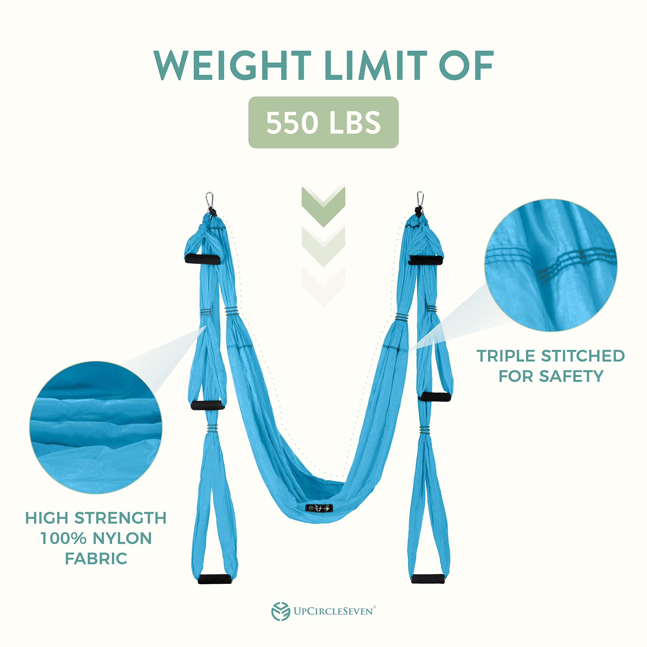 UpCircleSeven Aerial Yoga Swing Set with Ceiling Mount - Professional Silk Hammock for Yoga, Fitness & Dance - Perfect for Home Gym, Studio & Outdoor Use