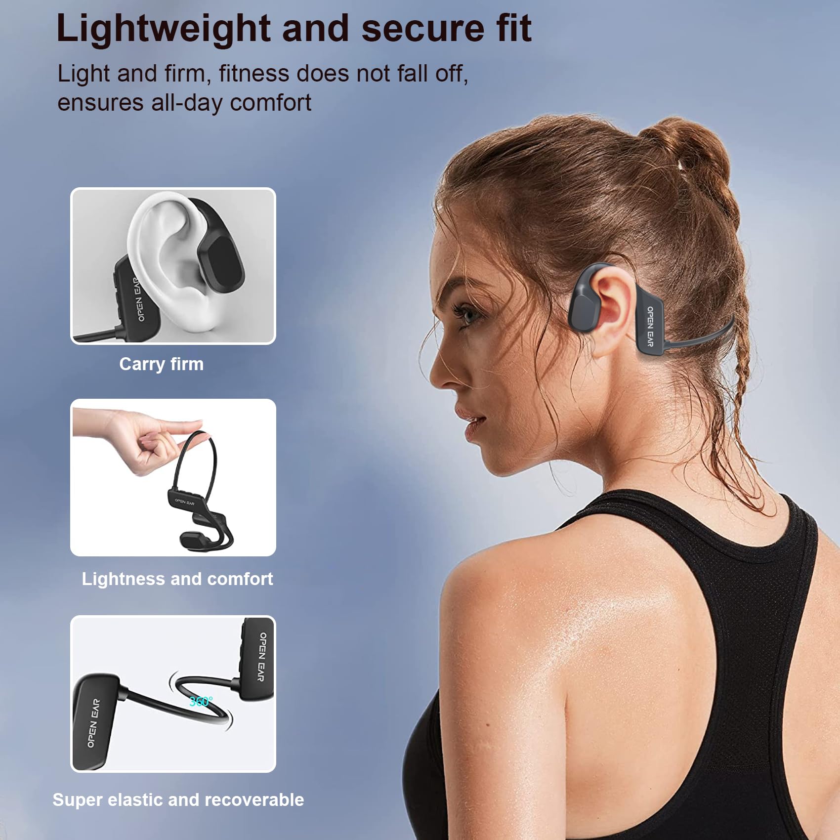 Bone X1 AI Translator Earbuds - Bluetooth 5.2 Bone Conduction Headphones with Real-Time 134 Language Translation, IP65 Waterproof Sport Headset for Travel, Business Meetings, Gym Workouts & Language Learning