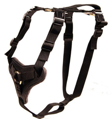 Durable Nylon & Leather Dog Harness for Protection, Tracking & Training - Heavy Duty X-Large - Perfect for Police K9, Hunting & Outdoor Adventures