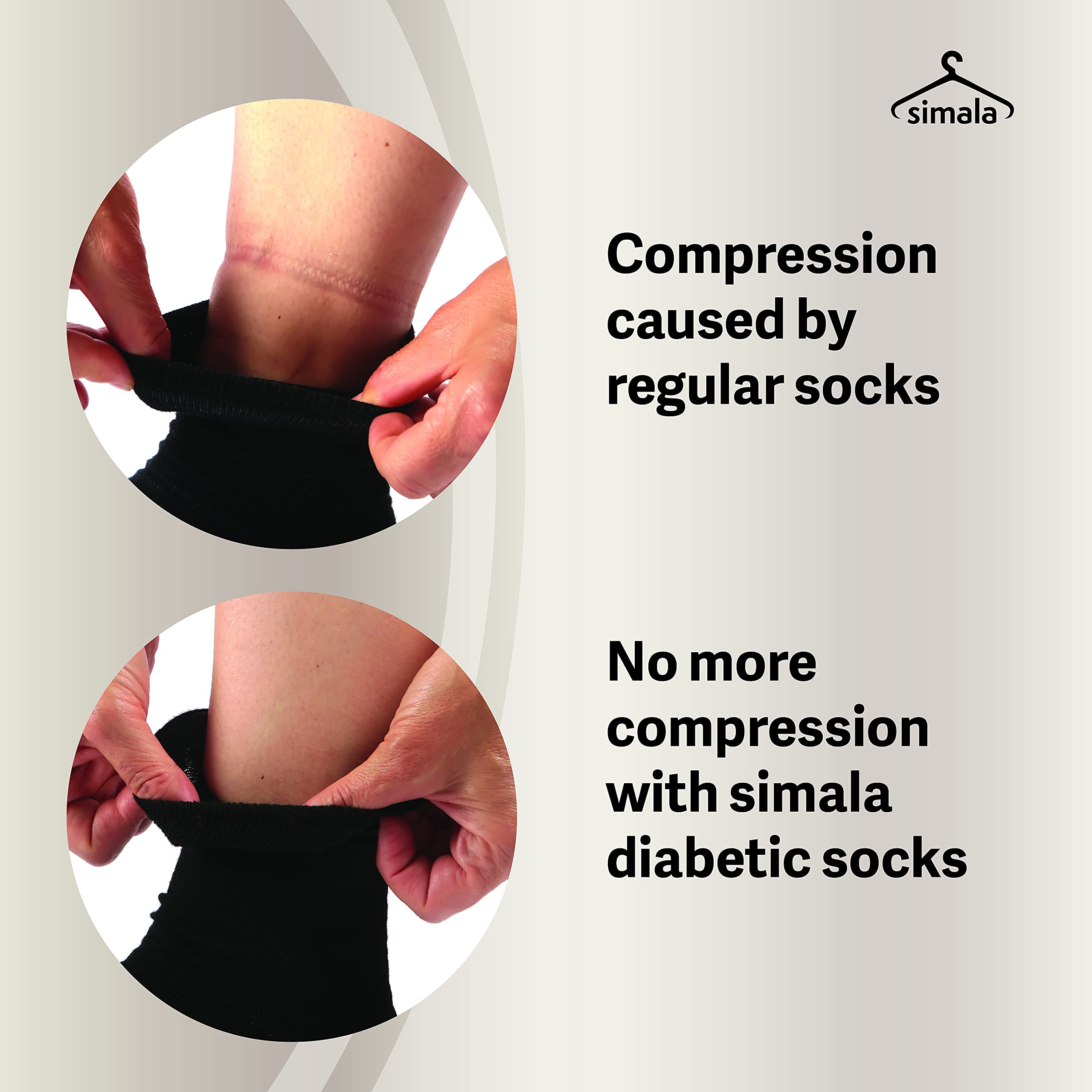 Men's Diabetic Socks for Swollen Feet - 100% Cotton Breathable & Stretchy Non-Binding Socks with Gentle Grip - Ideal for Diabetes, Edema, Circulation Issues & Daily Comfort
