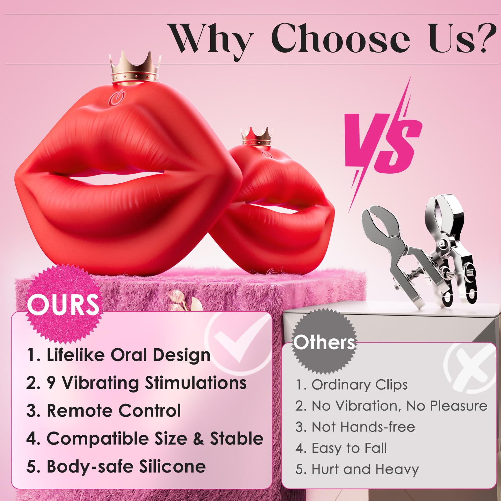 Sovokn BDSM Vibrating Nipple Clamps - 1 Pair Remote Control Nipple Toys with 9 Vibration Modes, Invisible Sex Toy for Women & Couples, Clit & Anal Stimulation - Perfect for Sensual Play, Spicing Up Relationships & Adult Games