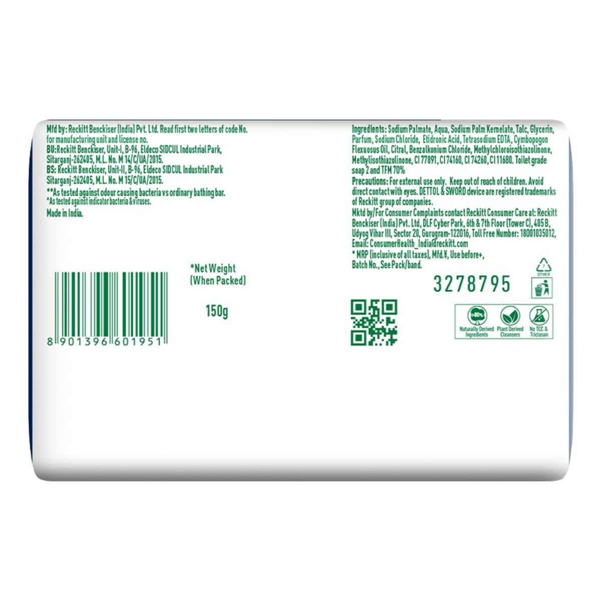 **Dettol Cologne Fresh Bathing Soap Bar - 150g (Pack of 8) | 100% Better Odor Protection, Antibacterial & Refreshing | Ideal for Gym, Travel & Daily Hygiene**