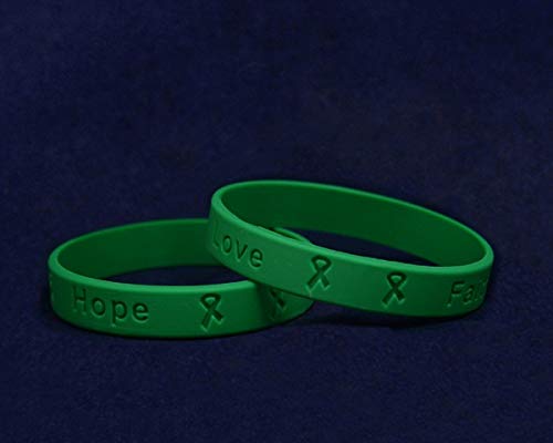 Green Bipolar Disorder Awareness Bracelets - Silicone Green Ribbon Mental Health Support Wristbands for Adults | Fundraising & Awareness Campaigns | Perfect for Charity Events, Support Groups & Mental Health Advocacy