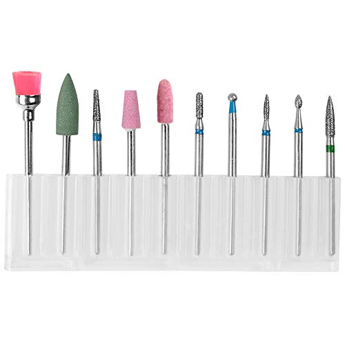 10PCS Diamond Nail Drill Bits Set for Electric Manicure Machine - Professional Cuticle Cleaning & Nail Polishing Tools - Perfect for Home Salon, Nail Art & DIY Manicure Care
