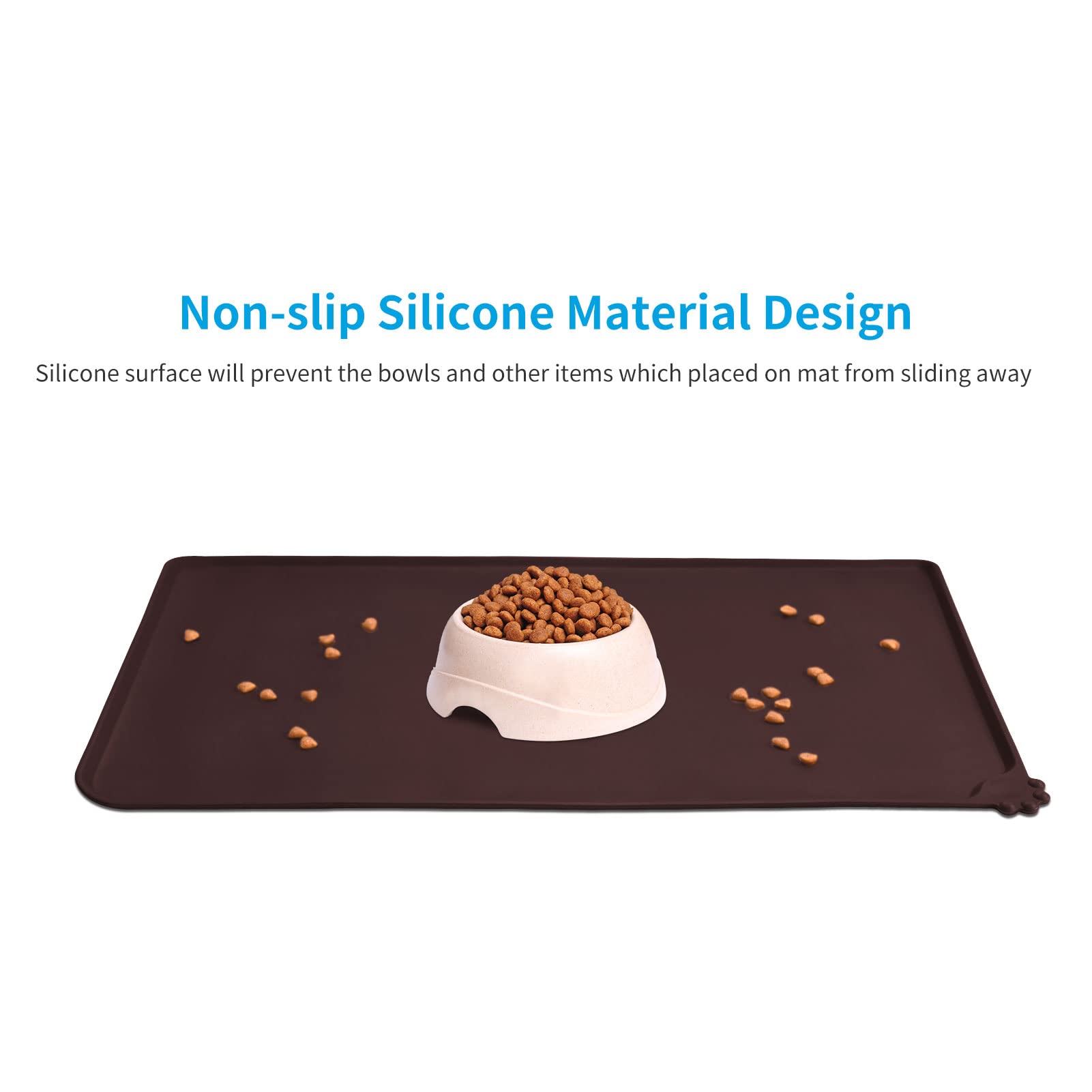 **AUDWUD Non-Slip Silicone Pet Feeding Mat - Waterproof Dog Bowl Pad for Food & Water - Perfect for Messy Eaters & Spill Protection in Kitchen or Outdoor Use**