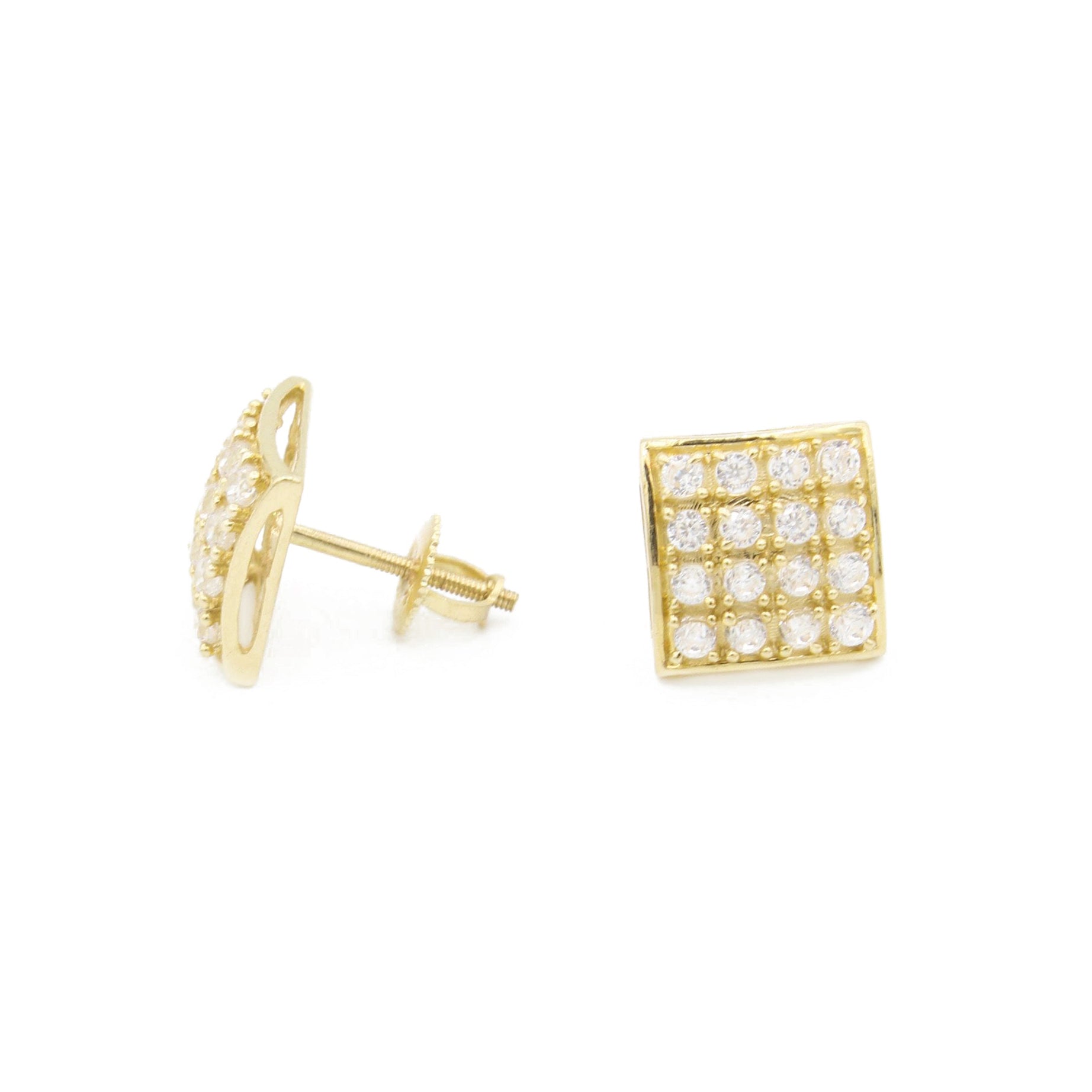 14K Gold CZ Square Stud Earrings for Women - Hypoallergenic Cubic Zirconia Jewelry - Perfect for Parties, Weddings & Everyday Wear