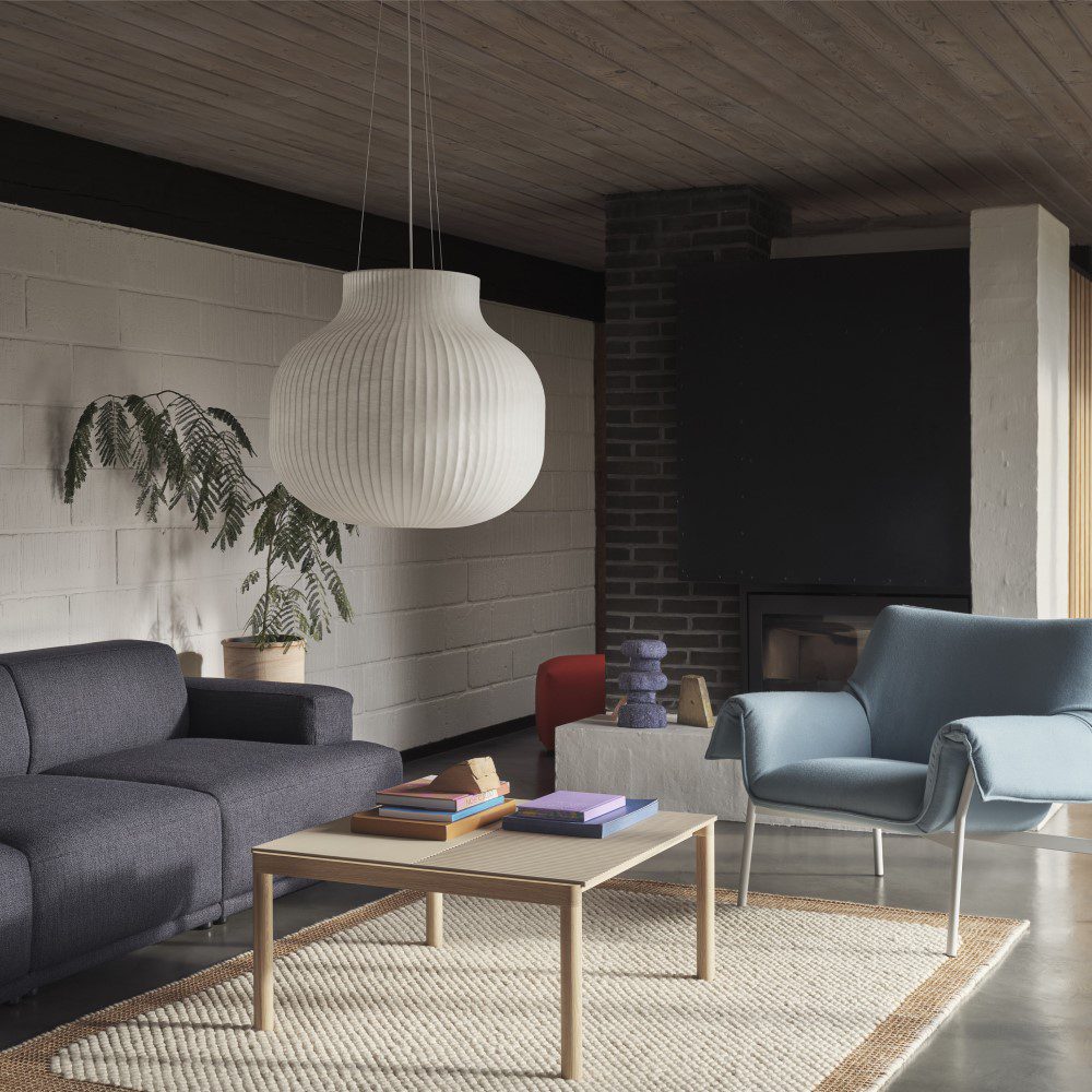 MUUTO Strand Pendant Lamp Ø80cm (Closed) - Modern White Hanging Light Fixture for Dining Room, Kitchen Island & Living Room Decor