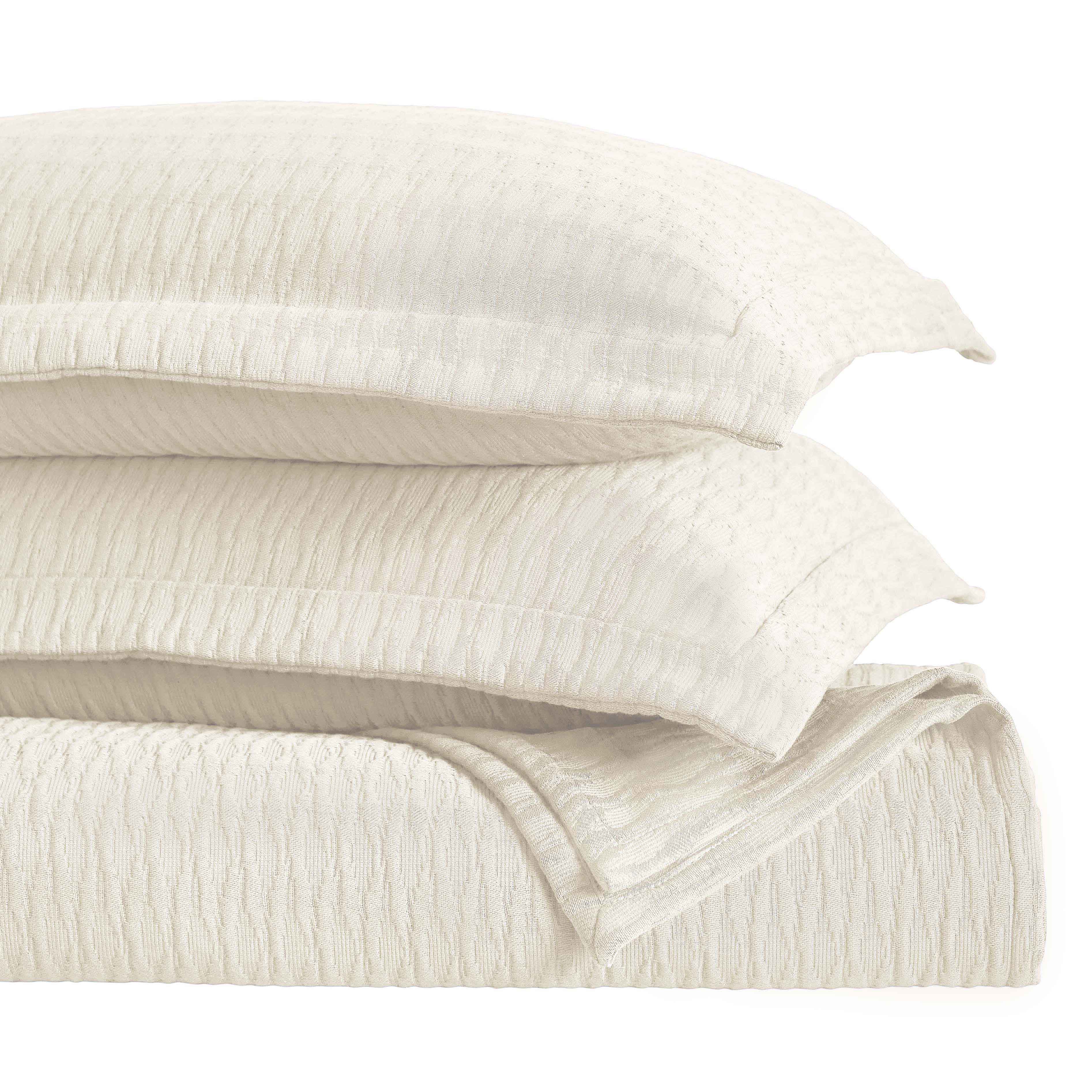 Calvert Cotton Medium Weight Geometric Matelasse Bedspread Set - Queen Size Luxury Bedding for Modern Bedrooms | Perfect for Master Bedroom, Guest Room & Dorm Decor