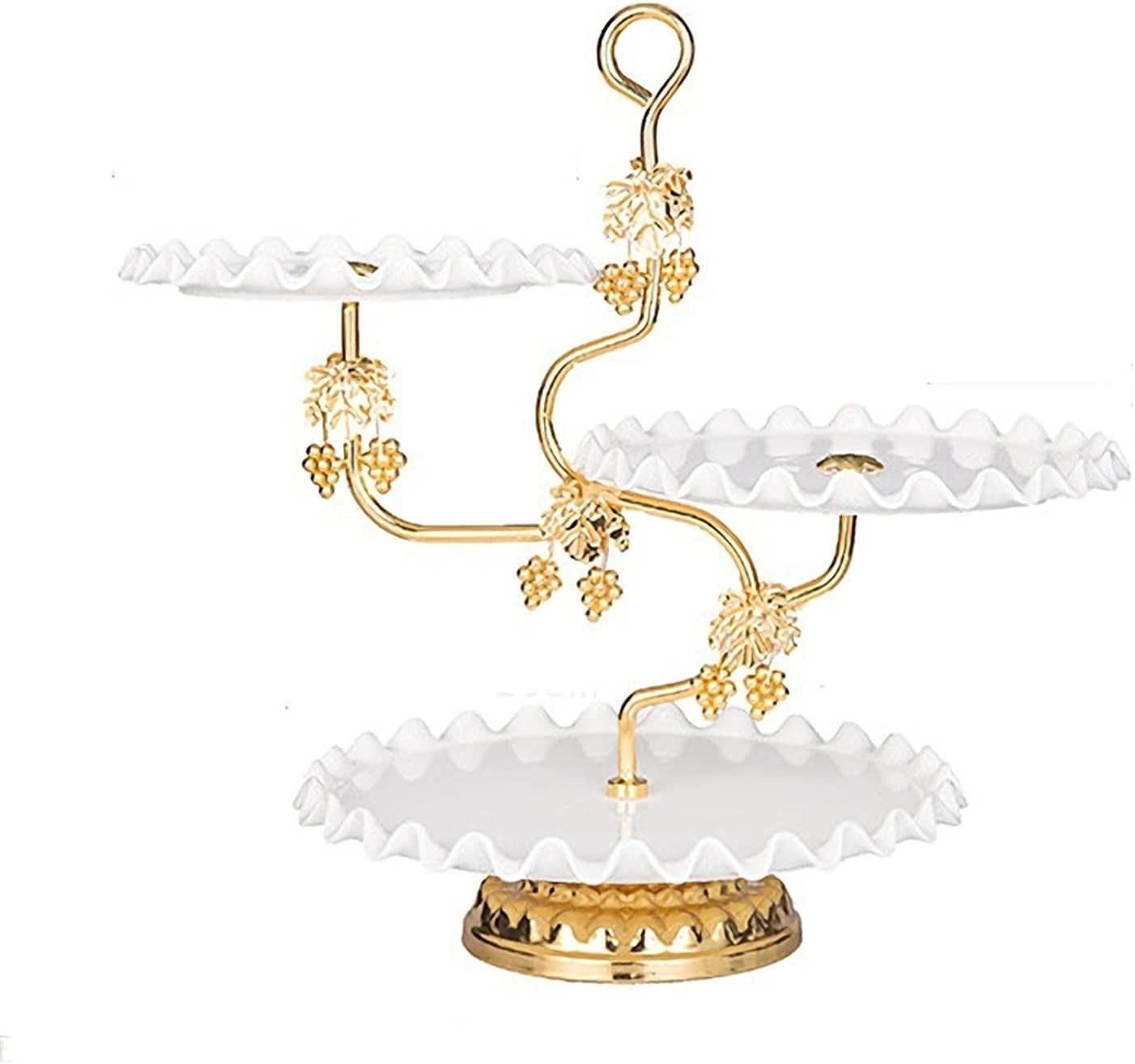 BBZY 3-Tier Nordic Style Cake Stand with Metal Handles - Sturdy Metal Cupcake Holder & Tiered Dessert Serving Tower - Elegant Fruit Display Plates for Tea Parties, Weddings & Birthday Celebrations