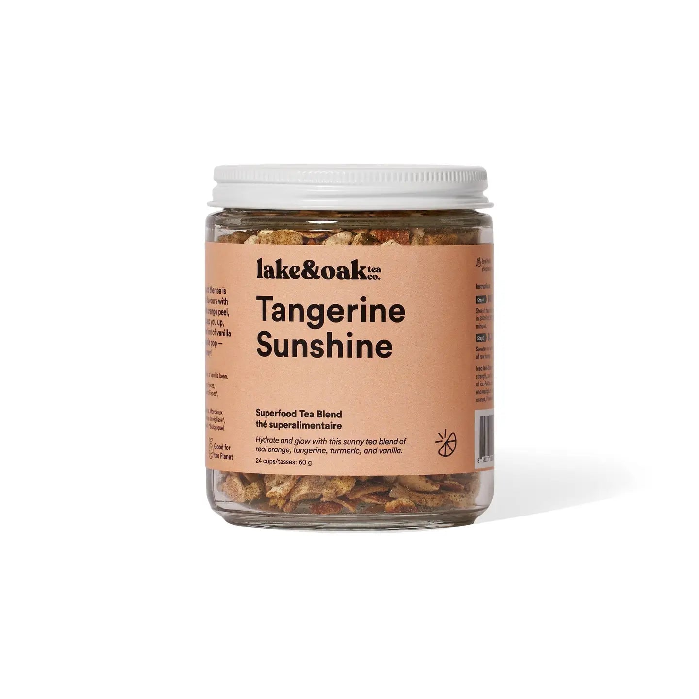 LAKE & OAK Tangerine Sunshine Superfood Tea Blend - Organic Herbal Tea with Vitamin C & Antioxidants - Perfect for Morning Boost, Afternoon Relaxation & Immune Support