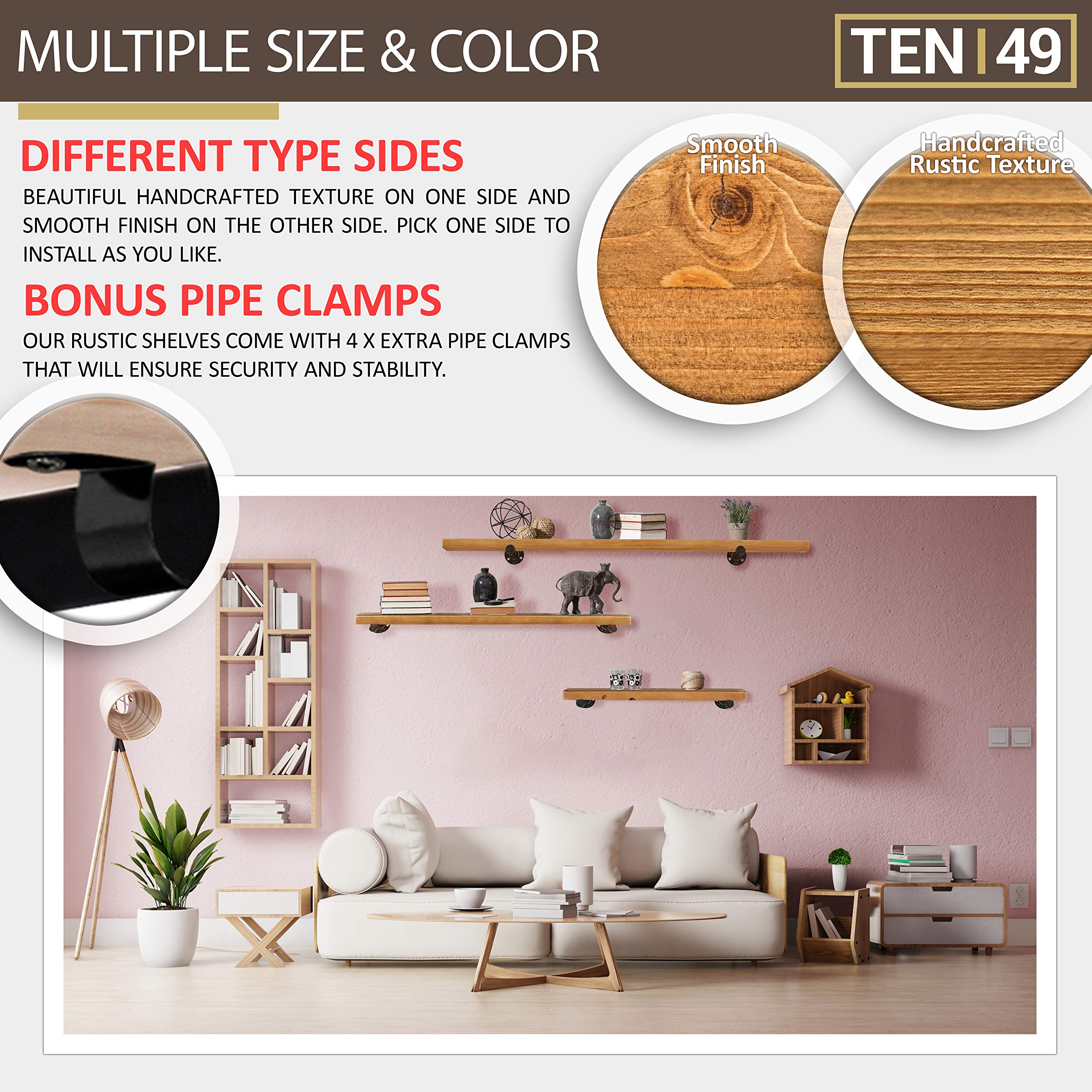 Industrial Pipe Wood Wall Shelf - 24