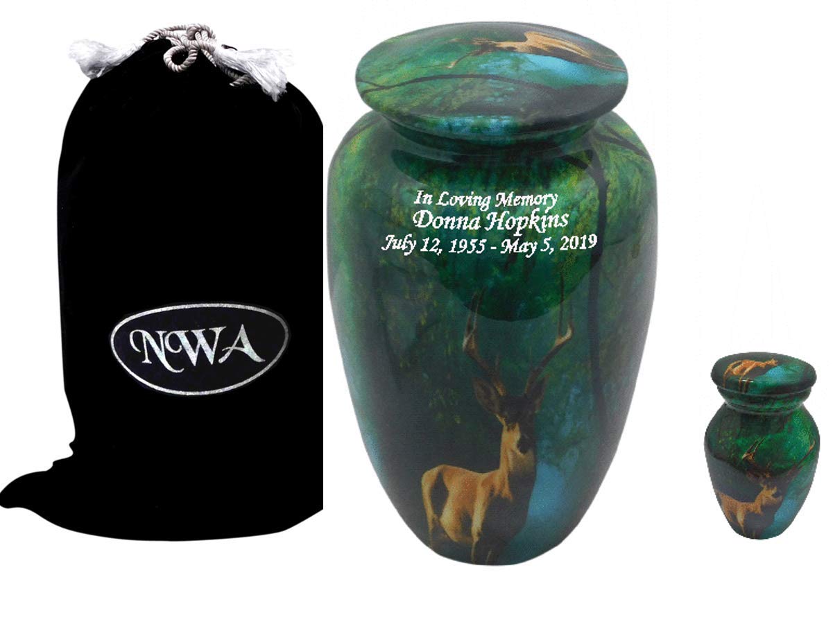 Personalized Large Hunting Cremation Urn for Elk & Deer - Memorial Keepsake with Velvet Bag - Perfect for Hunter's Funeral, Memorial Display & Home Decoration