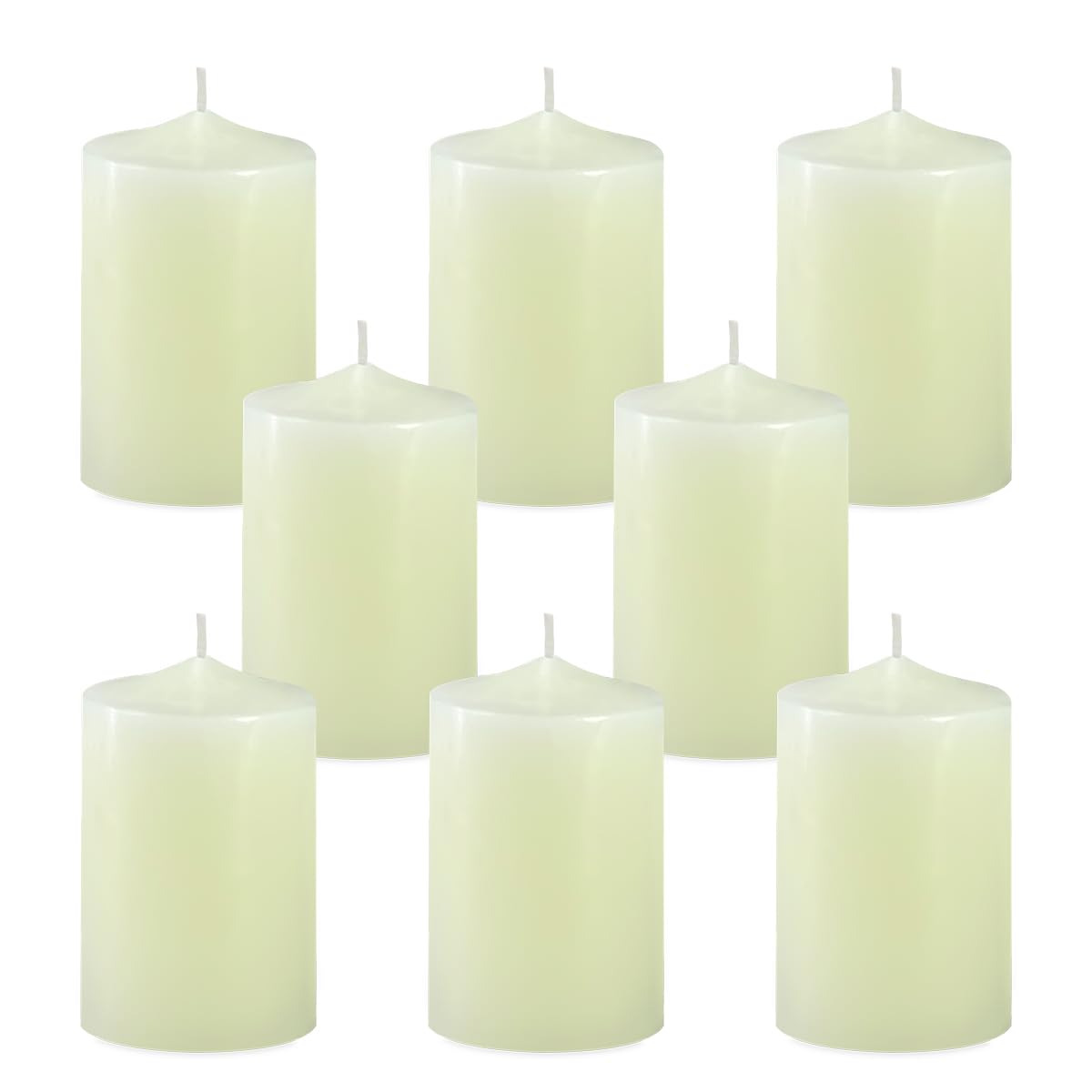 2 Inch Unscented Ivory Pillar Candles - 8 Pack for Home Decor & Parties