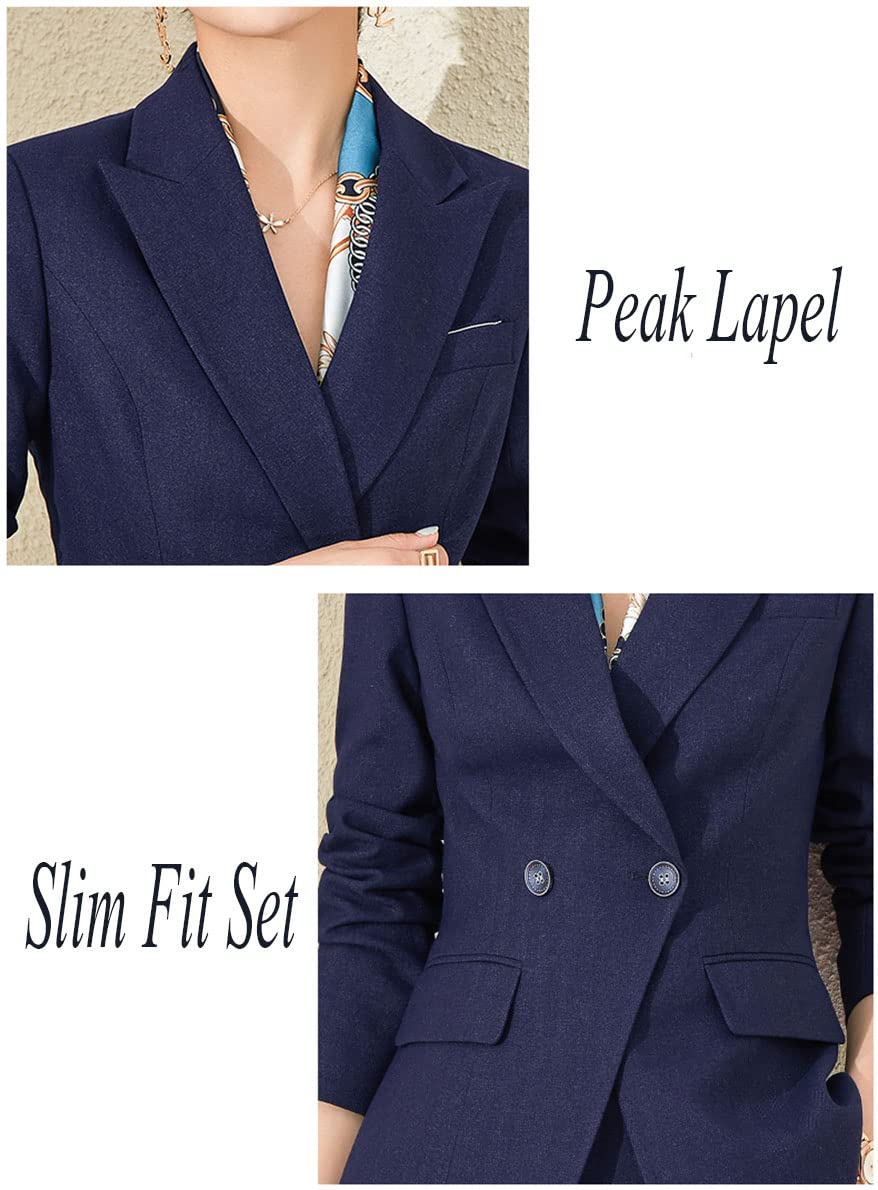 Women's 2 Piece Suit Set - Slim Fit Business Blazer & Pants for Office Ladies | Professional Work Attire & Casual Outfit | Perfect for Business Meetings, Office Wear & Formal Occasions