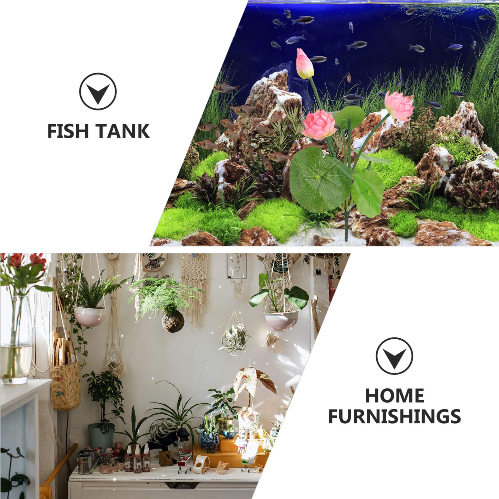 Balacoo 3PCS Realistic Artificial Lotus Decor for Fish Tanks - Lifelike PVC Plastic Water Lily & Leaf Set - Perfect for Aquarium, Betta Fish Bowl & Underwater Botanical Scenery