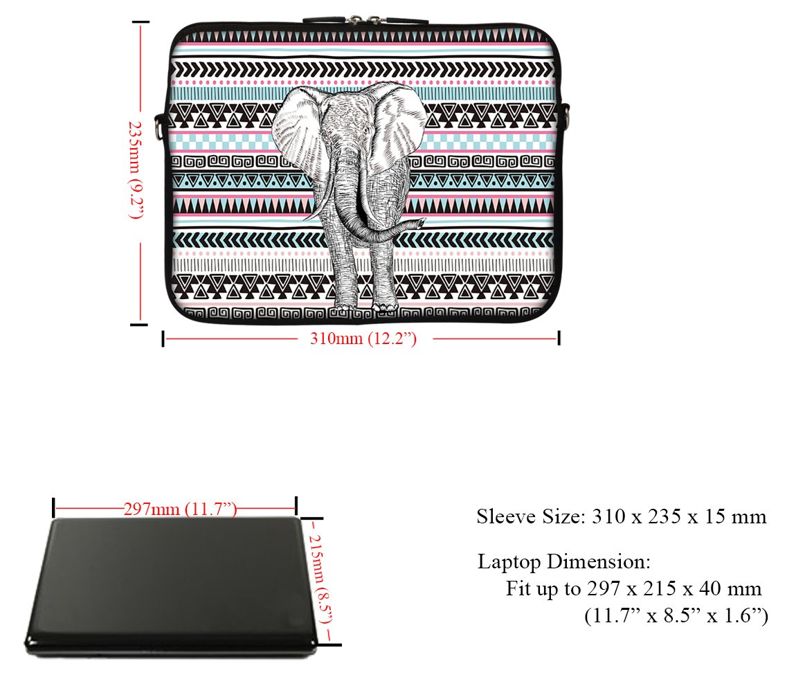 Premium 12 Inch Neoprene Laptop Sleeve Bag - Water Resistant Protective Case with Hidden Handle & Adjustable Shoulder Strap - Fits 11.6-12