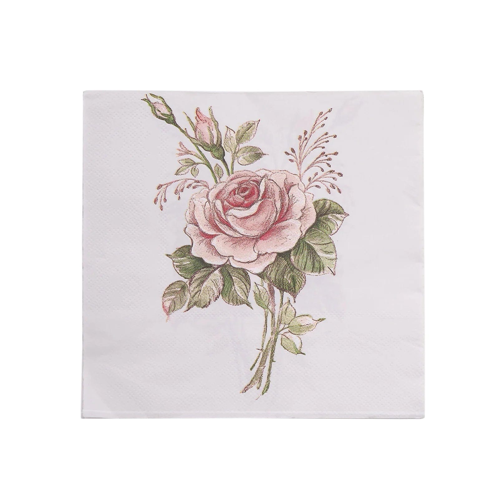 20-Pack Ivory & Pink Rose Cocktail Napkins 13x13 Inch Disposable Paper Napkins for Wedding, Bridal Shower, Birthday Party & Elegant Events