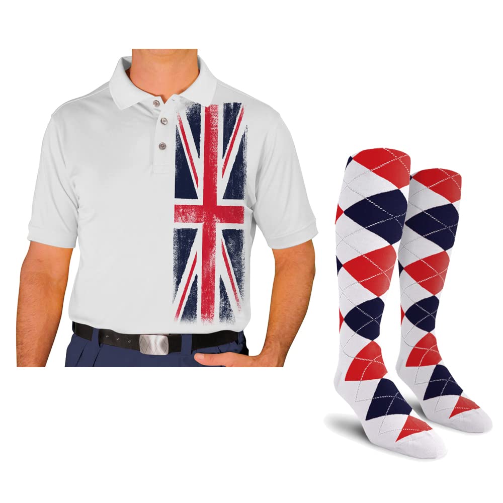 Men's Homeland Golf Shirt with Socks - Breathable Performance Polo for Golfing & Casual Wear - Perfect for Golf Courses, Office & Weekend Outings