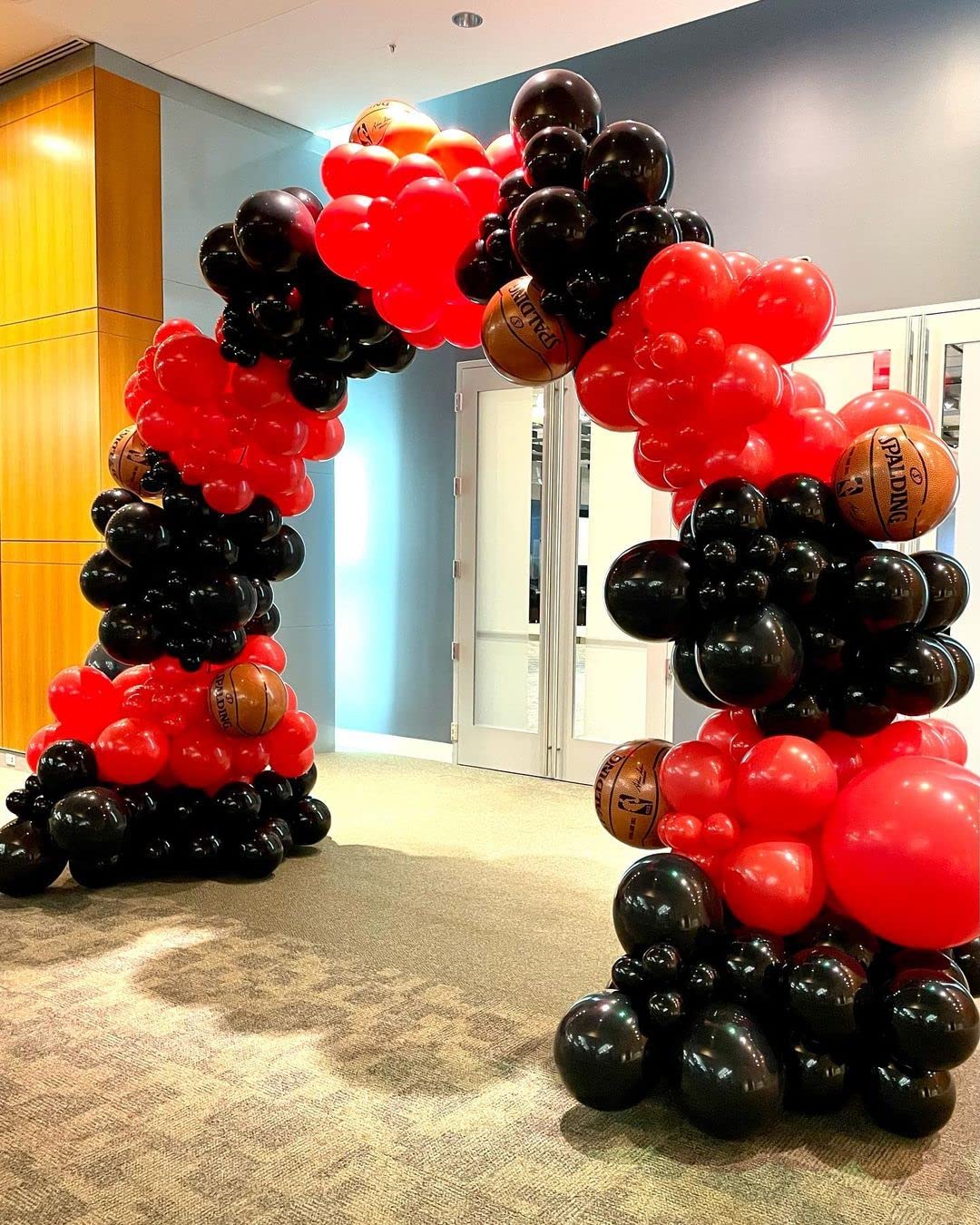 Bezente 100Pcs Red and Black Balloons Garland Kit with Confetti Balloons - Wedding, Birthday, Graduation, BBQ, Casino, Prom Party Decorations - Perfect for Arch, Backdrop, and Ceiling Decor