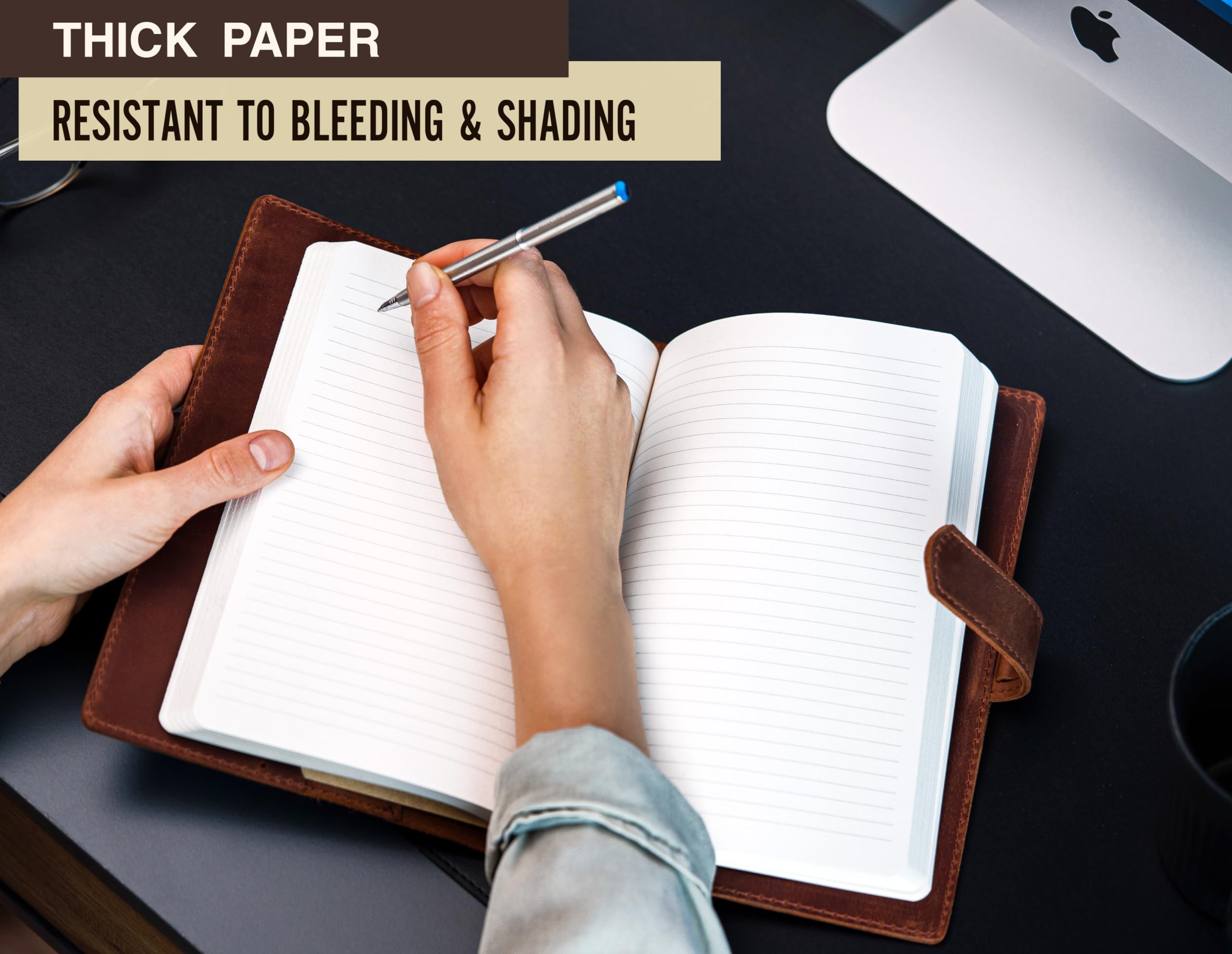 100% Genuine Leather Personalized Journal with Engraved Name/Initials - Handcrafted in USA - Refillable Lined Notebook for Writing - Perfect Gift for Business Professionals, College Students & Travelers - Ideal for Office, School & Daily Journaling
