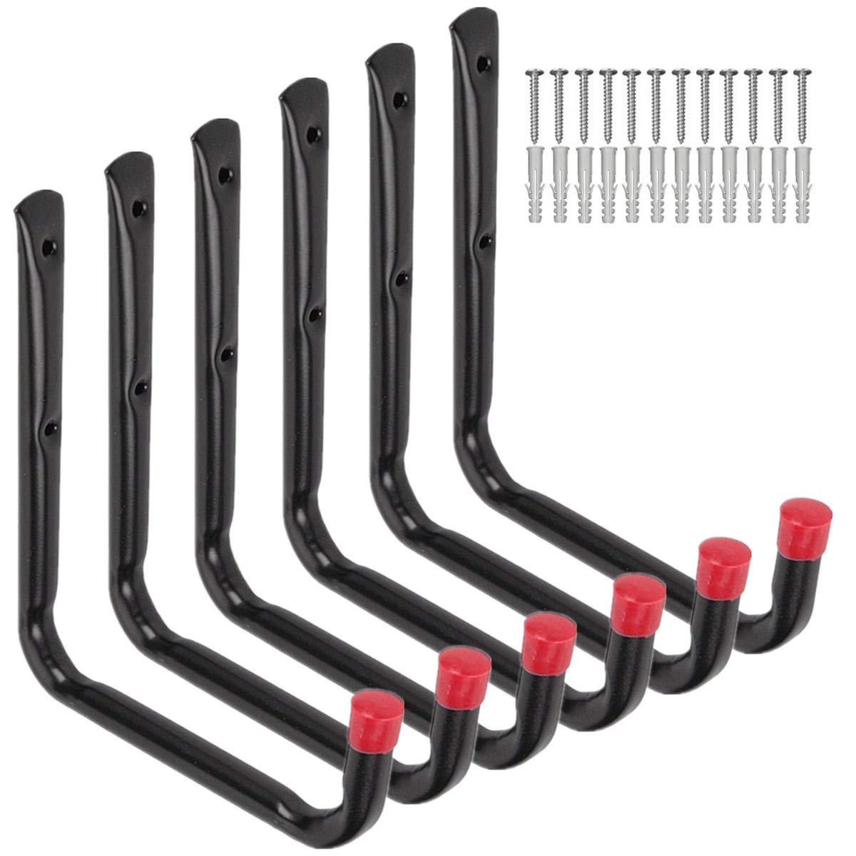 6Pcs Heavy Duty Garage Storage Hooks - 7 Inch Wall Mount J Utility Hooks for Ladder, Lumber & Bulky Items - Durable All-Purpose Hanging J Hangers for Garage, Shed & Workshop Organization